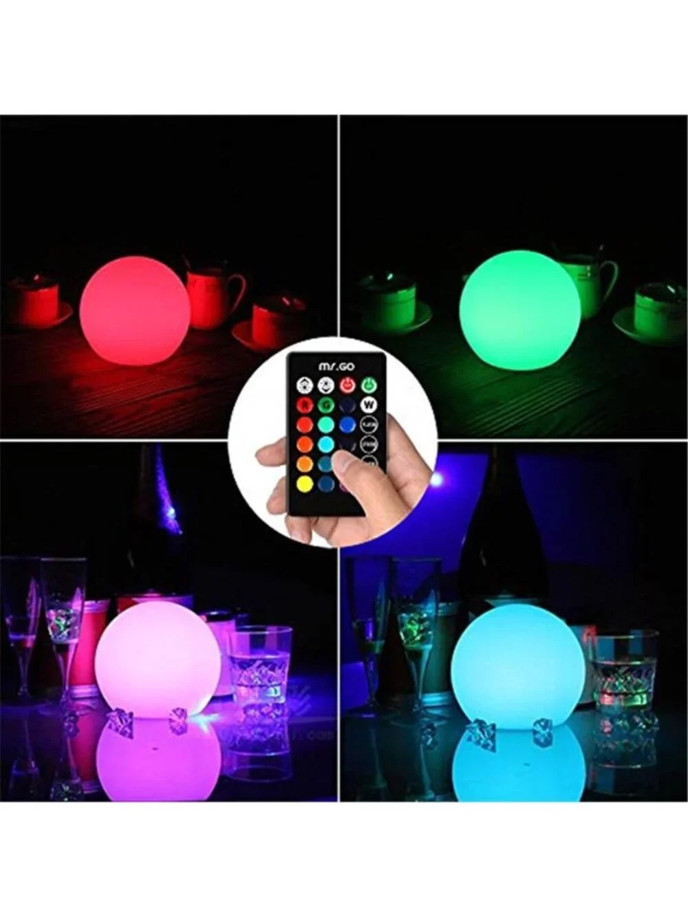 6inch RGB Color-Changing LED Globe Orb Light w/Remote,Mood Lamp Kids Night Light
